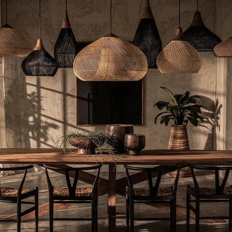 Suspension vintage d'Asie du Sud-Est - Lampes en rotin de haute qualité pour Salle à manger, Restaurant, Cuisine - Luminaires Loft | Marco Lucetti