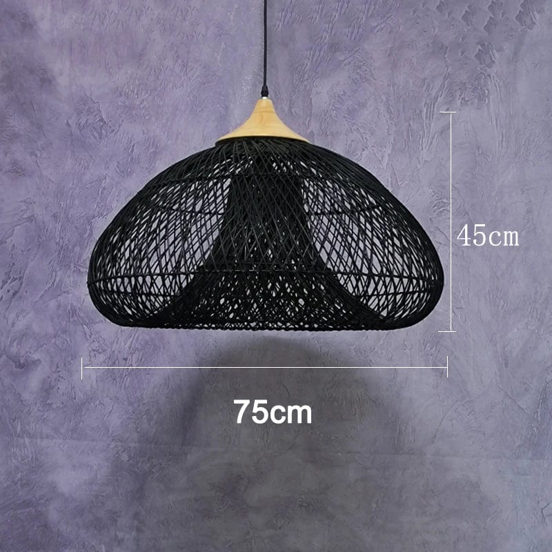 Suspension vintage d'Asie du Sud-Est - Lampes en rotin de haute qualité pour Salle à manger, Restaurant, Cuisine - Luminaires Loft | Marco Lucetti Noir C 75cm