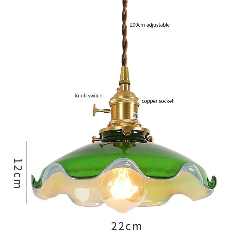 Suspension vintage Edison en verre avec finition cuivrée | Marco Lucetti Vert 14 / 4W (Max100W)