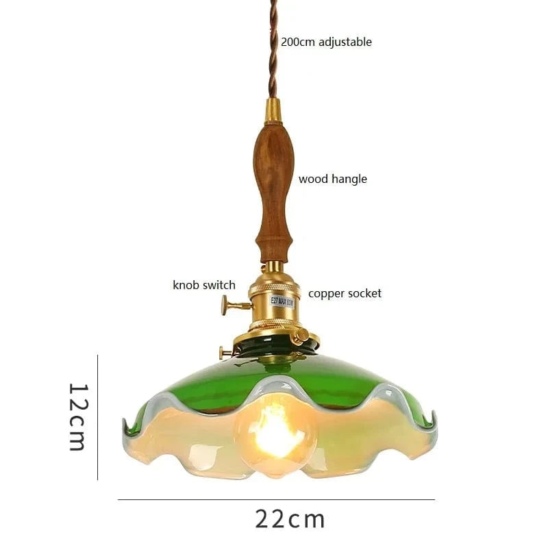 Suspension vintage Edison en verre avec finition cuivrée | Marco Lucetti Vert 15 / 4W (Max100W)