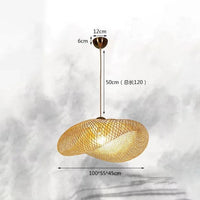 Suspension vintage en bambou et rotin fait main - Style Japonais | Marco Lucetti A 100x55x45cm