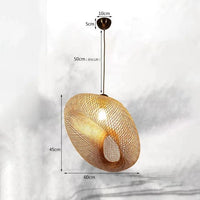 Suspension vintage en bambou et rotin fait main - Style Japonais | Marco Lucetti B Dia60x45cm