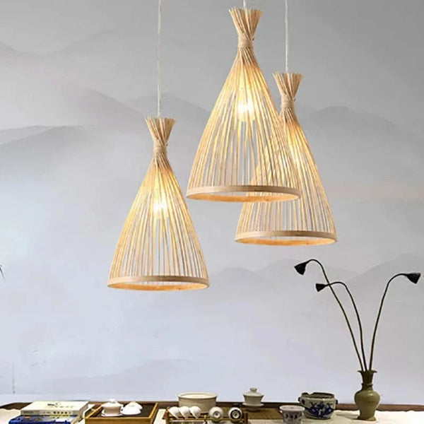 Suspension vintage en bambou fait à la main - Lustres Base en bois | Marco Lucetti