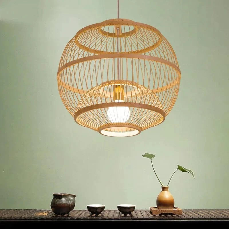 Suspension Vintage en Bambou Tressé LED pour Hôtel et Restaurant - Collection Élégance Naturelle | Marco Lucetti Diamètre 100cm