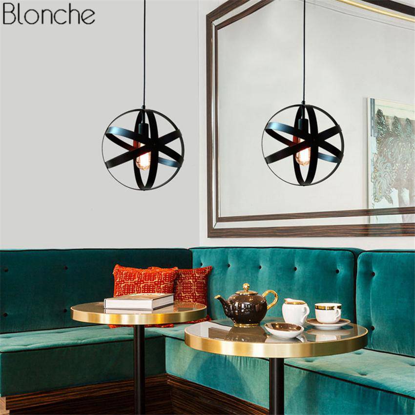 Suspension Vintage en Cage Métallique Noire | Marco Lucetti