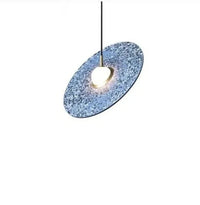 Suspension vintage en ciment Terrazzo UFO LED - Personnalisation Designer | Marco Lucetti Bleu / Diamètre 35cm
