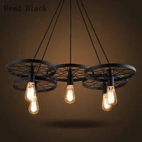 Suspension Vintage en Fer Élégante | Marco Lucetti 5 têtes noires