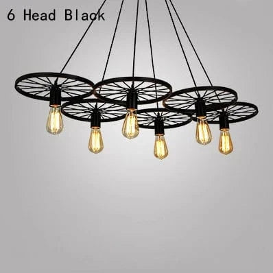 Suspension Vintage en Fer Élégante | Marco Lucetti 6 Tête Noir 1