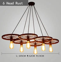 Suspension Vintage en Fer Élégante | Marco Lucetti 6 têtes noires