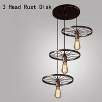 Suspension Vintage en Fer Élégante | Marco Lucetti Disque antirouille à 3 têtes