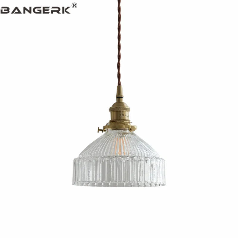 Suspension vintage en laiton et verre japonais pour un éclairage de maison authentique