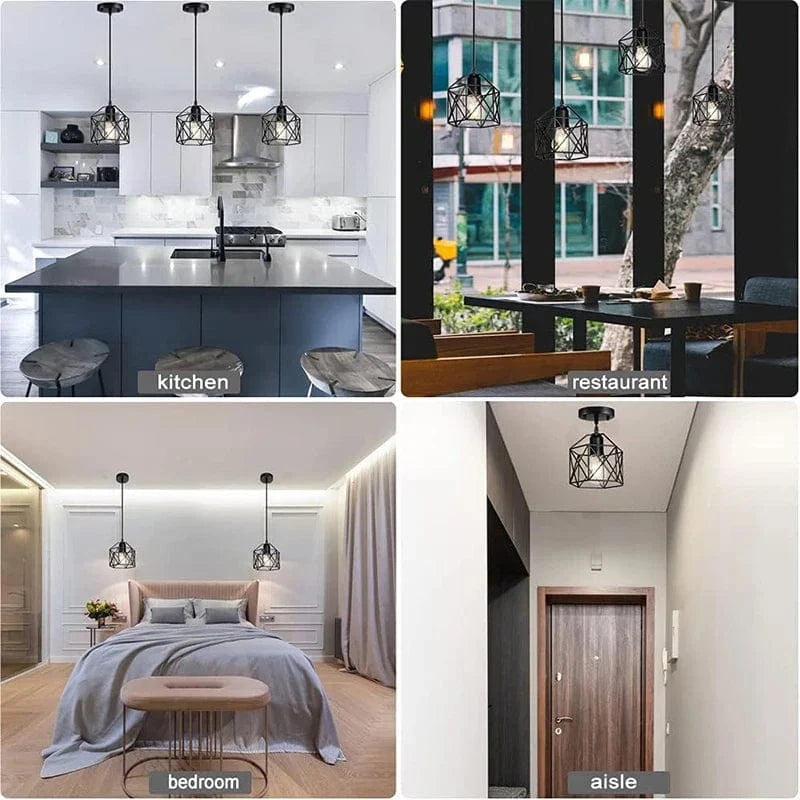 Suspension Vintage en Métal Nordique pour Plafonnier Cage Led Rumia - Lustre pour Îlot de Cuisine | Marco Lucetti