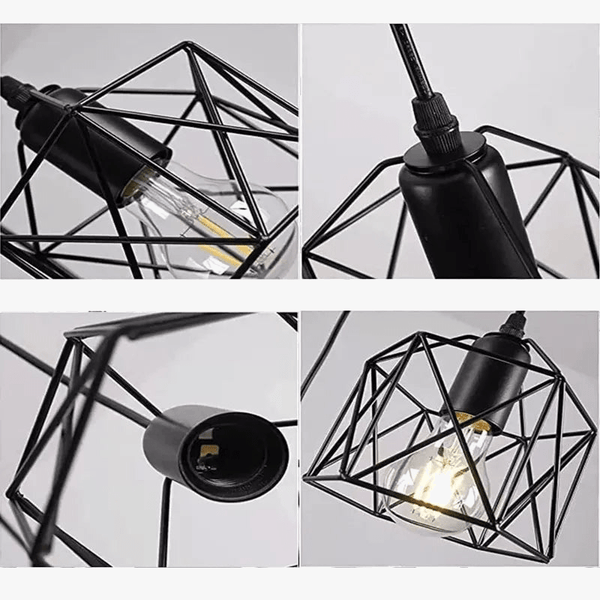 Suspension Vintage en Métal Nordique pour Plafonnier Cage Led Rumia - Lustre pour Îlot de Cuisine | Marco Lucetti