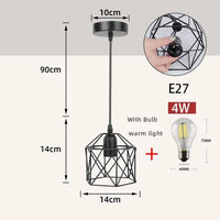 Suspension Vintage en Métal Nordique pour Plafonnier Cage Led Rumia - Lustre pour Îlot de Cuisine | Marco Lucetti Ampoule chaude unique / Chine