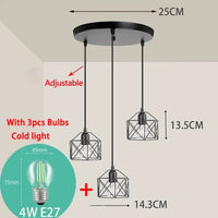Suspension Vintage en Métal Nordique pour Plafonnier Cage Led Rumia - Lustre pour Îlot de Cuisine | Marco Lucetti Ampoule froide pour triceps / Chine
