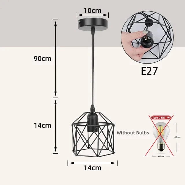 Suspension Vintage en Métal Nordique pour Plafonnier Cage Led Rumia - Lustre pour Îlot de Cuisine | Marco Lucetti Simple (sans ampoule) / Chine