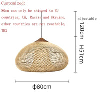 Suspension Vintage en rotin artisanale de qualité | Marco Lucetti Beige C 80cm