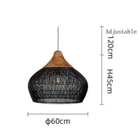 Suspension Vintage en rotin artisanale de qualité | Marco Lucetti Noir B 60cm