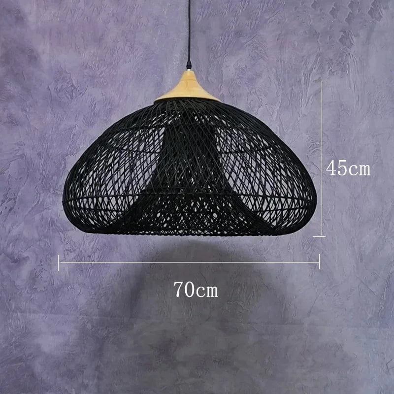 Suspension Vintage en rotin artisanale de qualité | Marco Lucetti Noir C 70cm
