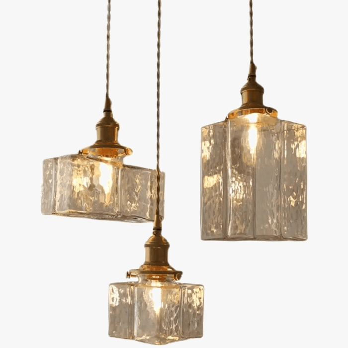 Suspension Vintage en verre et laiton pour déco japonaise : Lustre LED rustique | Marco Lucetti