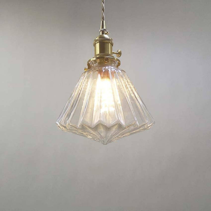 Suspension vintage en verre et support doré en Brass | Marco Lucetti