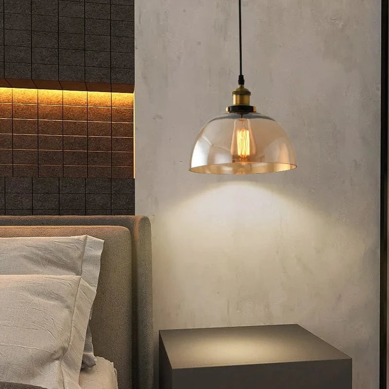 Suspension vintage en verre fumé pour restaurant loft | Marco Lucetti