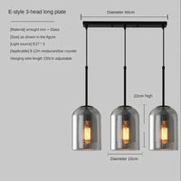 Suspension vintage en verre fumé pour restaurant loft | Marco Lucetti 3H de fumée E longue / 110V / Blanc chaud