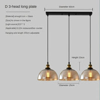 Suspension vintage en verre fumé pour restaurant loft | Marco Lucetti 3H de long D Ambre / 110V / Pas d&#39;ampoule