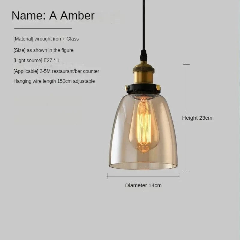 Suspension vintage en verre fumé pour restaurant loft | Marco Lucetti Ambre-A / 110V / Blanc chaud