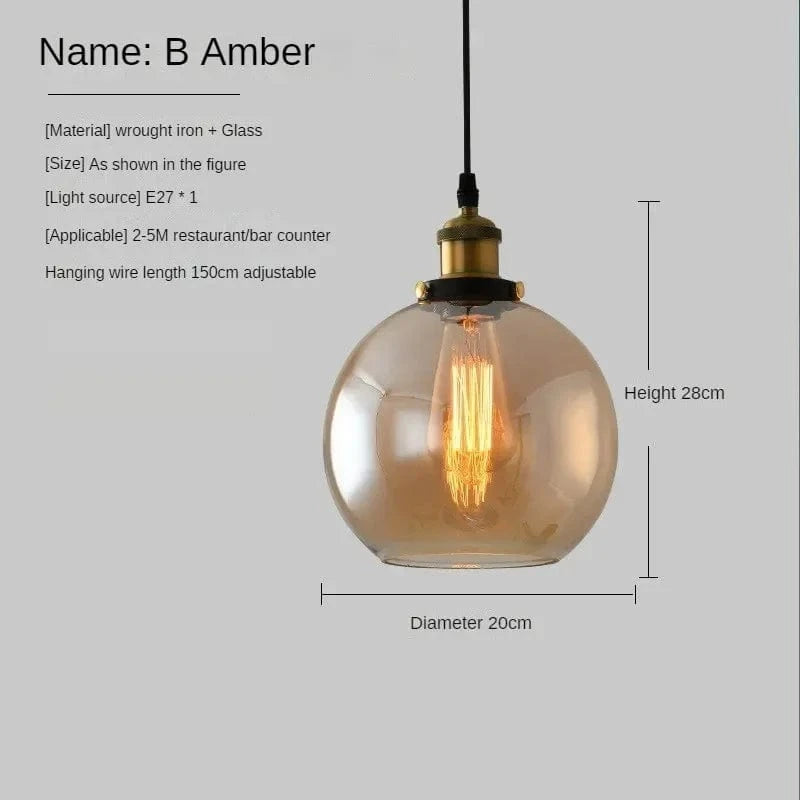 Suspension vintage en verre fumé pour restaurant loft | Marco Lucetti Ambre-B / 110V / Blanc chaud