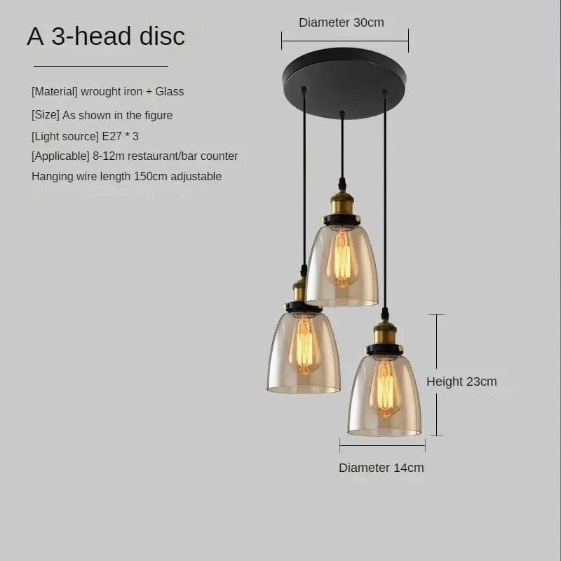 Suspension vintage en verre fumé pour restaurant loft | Marco Lucetti Disque 3H A Ambre / 110V / Blanc chaud