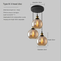 Suspension vintage en verre fumé pour restaurant loft | Marco Lucetti Disque 3H B Ambre / 110V / Blanc chaud