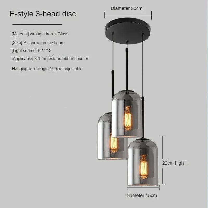 Suspension vintage en verre fumé pour restaurant loft | Marco Lucetti Disque 3H E Fumée / 110V / Pas d&#39;ampoule