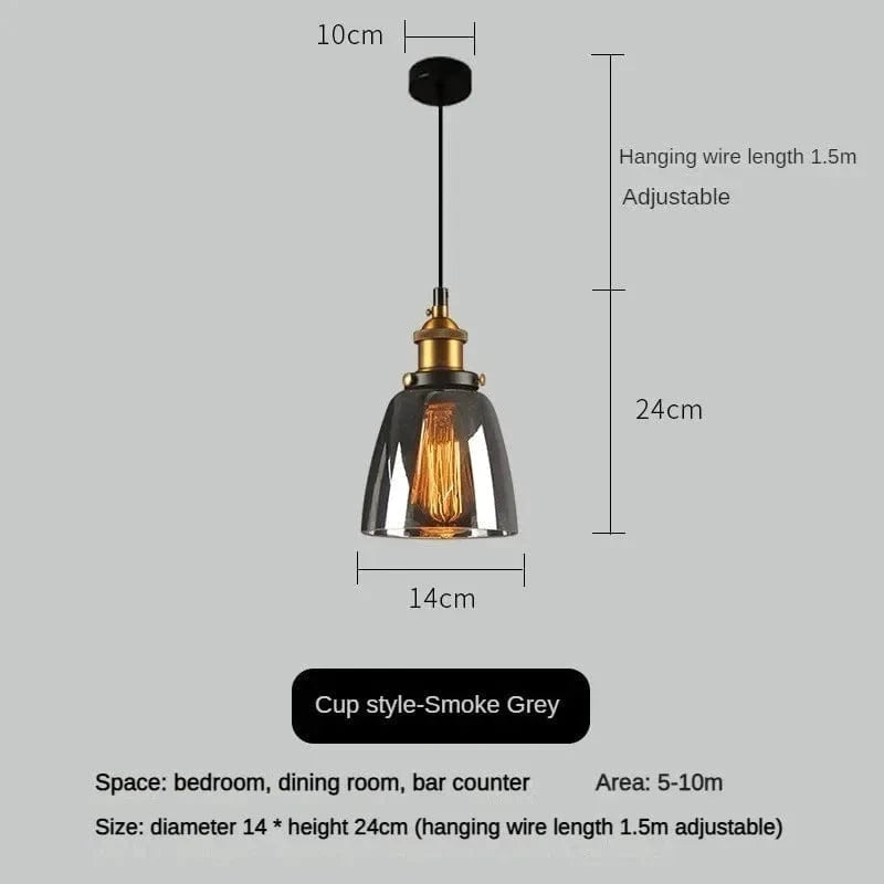 Suspension vintage en verre fumé pour restaurant loft | Marco Lucetti Gris fumée-A / 110V / Blanc chaud