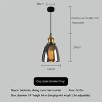 Suspension vintage en verre fumé pour restaurant loft | Marco Lucetti Gris fumée-A / 110V / Blanc chaud