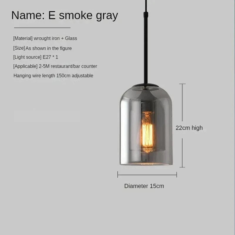 Suspension vintage en verre fumé pour restaurant loft | Marco Lucetti Gris fumée-E / 110V / Blanc chaud