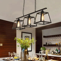 Suspension Vintage Industrielle LOFT en Verre et Fer Noir Triple Tête pour Restaurant Bar Internet Café | Marco Lucetti