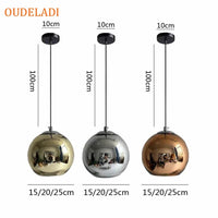 Suspension vintage loft boule de verre plaqué or et argent - Édition Luxe | Marco Lucetti