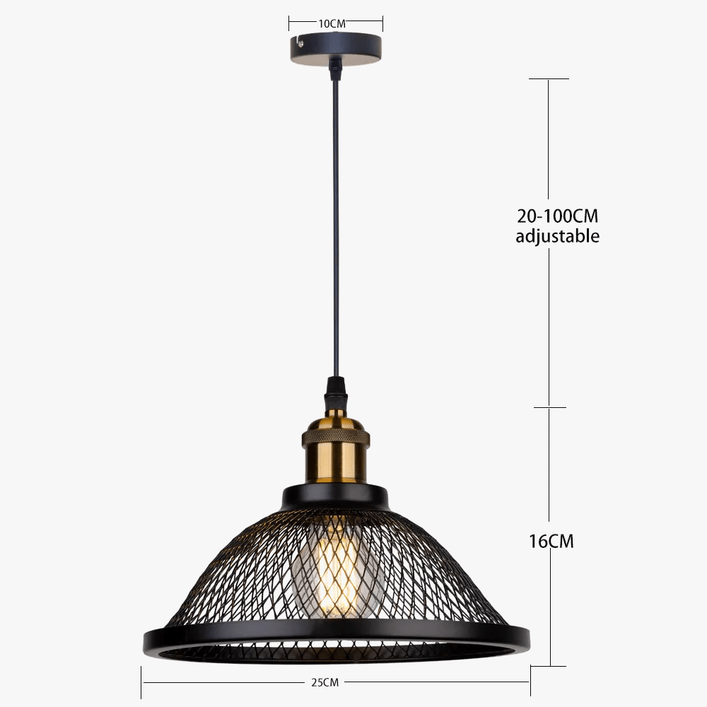 Suspension Vintage Rétro LED Noir Fer Net-Cage - Lampe Suspendue pour Cuisine, Chambre, Salon, Restaurant | Marco Lucetti