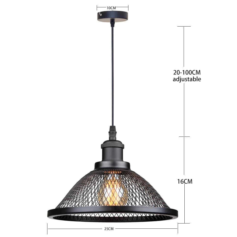 Suspension Vintage Rétro LED Noir Fer Net-Cage - Lampe Suspendue pour Cuisine, Chambre, Salon, Restaurant | Marco Lucetti 80220b1