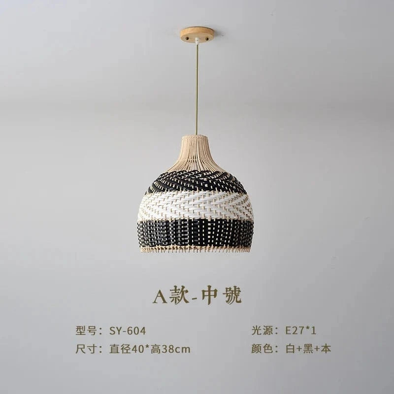 Suspension Vintage Rotin Tressé | Marco Lucetti A 38X40CM / Blanc froid