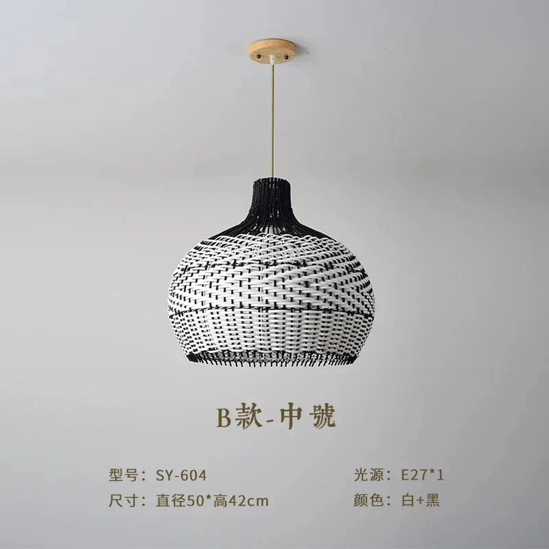 Suspension Vintage Rotin Tressé | Marco Lucetti B 42X50CM / Blanc froid