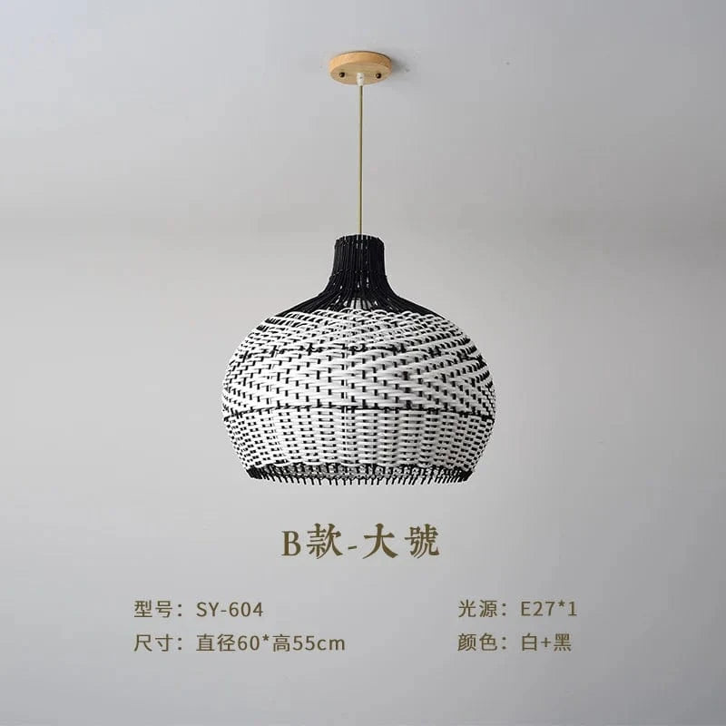 Suspension Vintage Rotin Tressé | Marco Lucetti B 55X60CM / Blanc froid