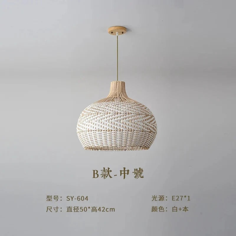 Suspension Vintage Rotin Tressé | Marco Lucetti D 42X50CM / Blanc froid