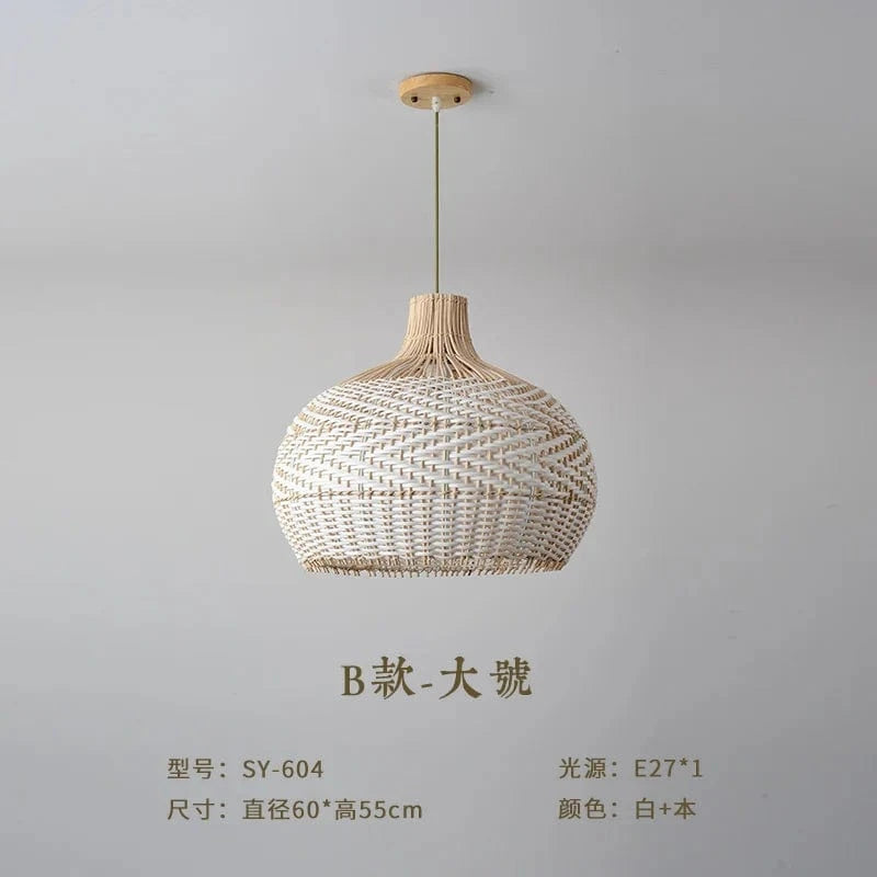 Suspension Vintage Rotin Tressé | Marco Lucetti P 55X60CM / Blanc froid