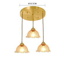 Suspension Vintage Verre Craquelé en Cuivre et Bois pour une Ambiance Moderne dans Votre Chambre ou Salon, Éclairage Intérieur LED | Marco Lucetti 3 têtes 1