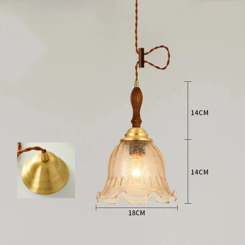 Suspension Vintage Verre Craquelé en Cuivre et Bois pour une Ambiance Moderne dans Votre Chambre ou Salon, Éclairage Intérieur LED | Marco Lucetti Lampe à suspension 5