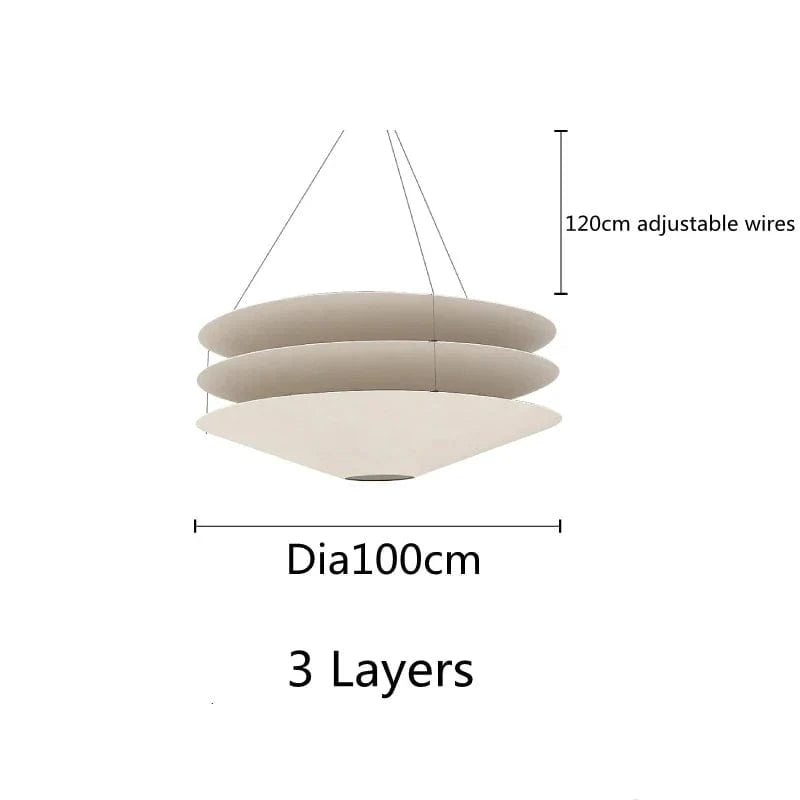 Suspension Wabi Sabi en papier japonais | Marco Lucetti Dia 100 cm-3 couches / Lumière chaude 3000K