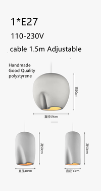 Suspension Wabi Sabi en polystyrène fait main - Bois et LED E27 | Marco Lucetti
