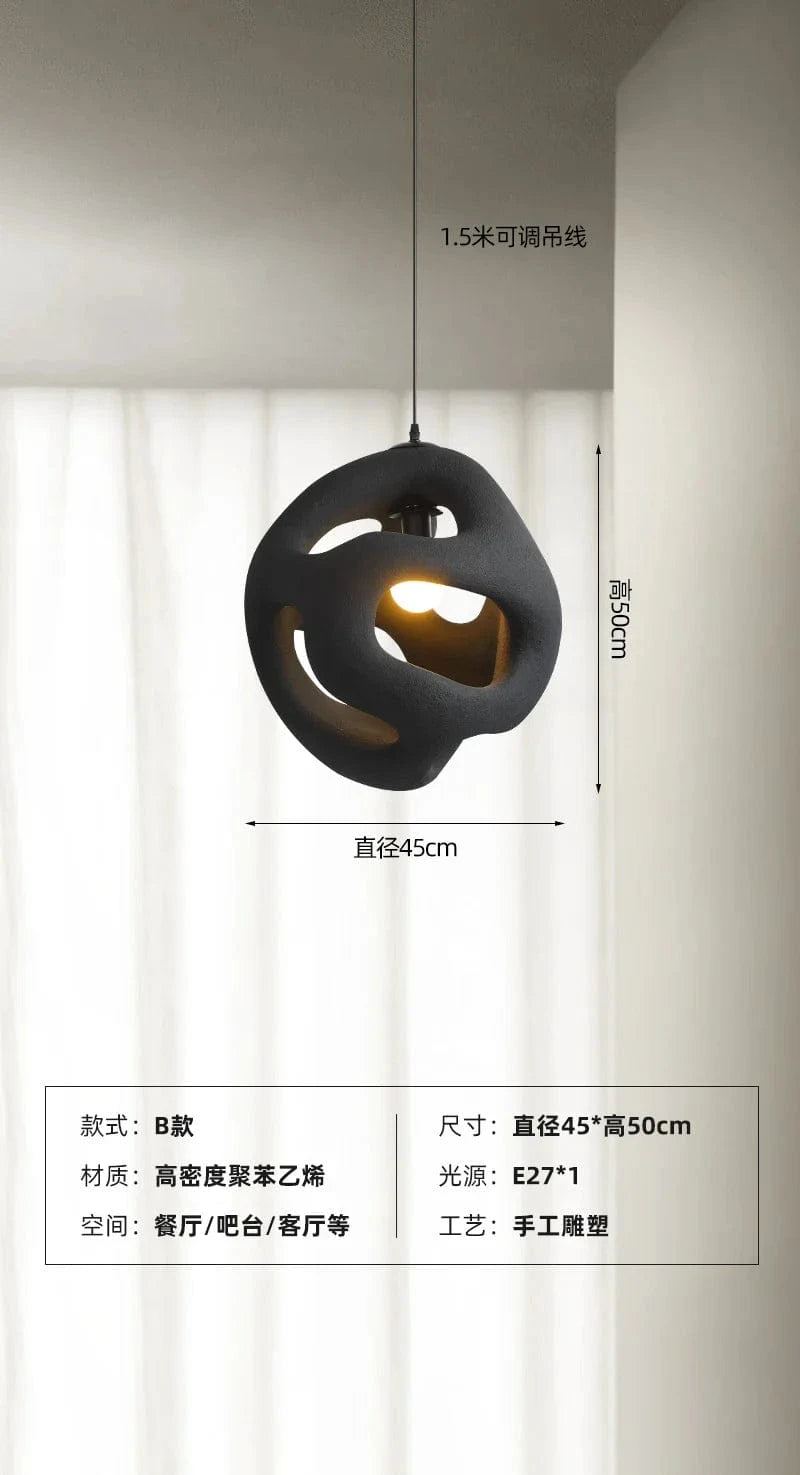 Suspension Wabi-Sabi Japonaise | Marco Lucetti Noir Dia45cm H50cm